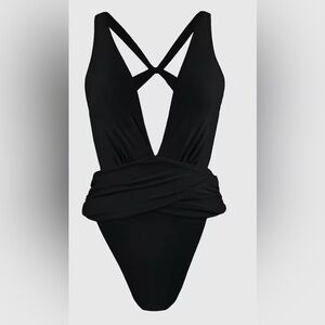 Cupshe Elegant Black Wrap One-Piece Swimsuit